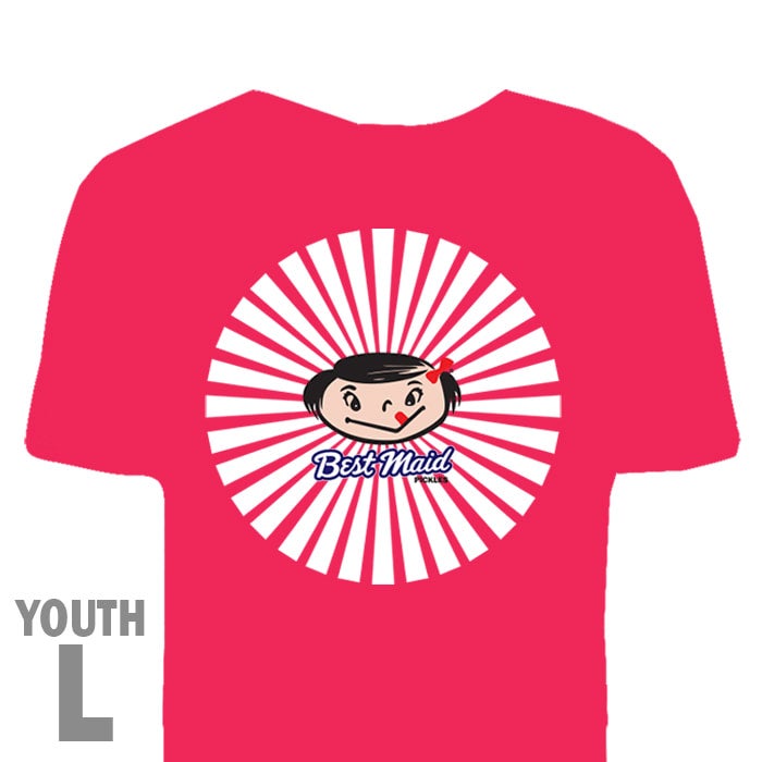Youth Red Smiley Rays T Shirt Large Best Maid Pickle Emporium